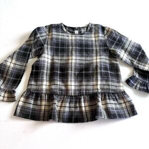 BABE & TESS girls tan and black flannel blouse size 4